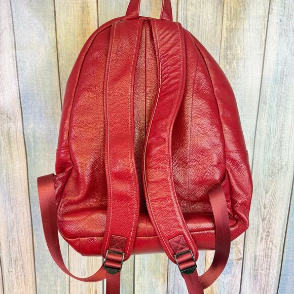 Damero Red Leather Backpack Keizer Double Strap Travel Bag Laptop Pockets - Picture 7 of 9